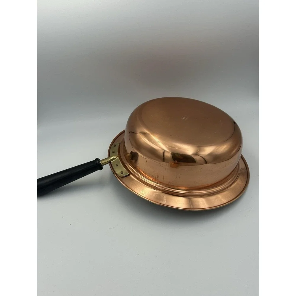 VTG Copper & Brass Patina Classic Chafing Dish Double Pan‎ Food Warmer Stand